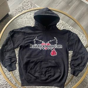 Black ILoveKickboxing Hooded Sweatshirt Size Small and Lightly Worn
